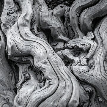 Close-up of twisted tree roots.