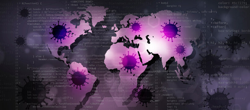 computer virus. digital bug banner