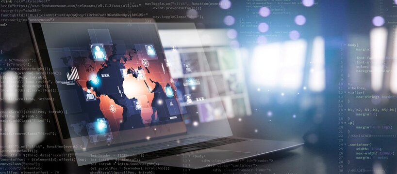 laptop web coding in process banner