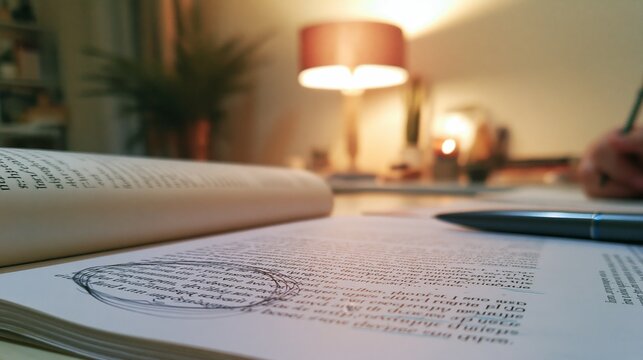 Circled Text Document in Lamp Light