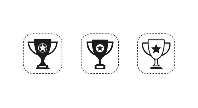 Three trophy icons with star symbols inside.