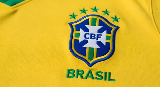 Brazil national football team jersey emblem close up