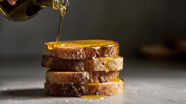 Bread with olive oil advertisement concept