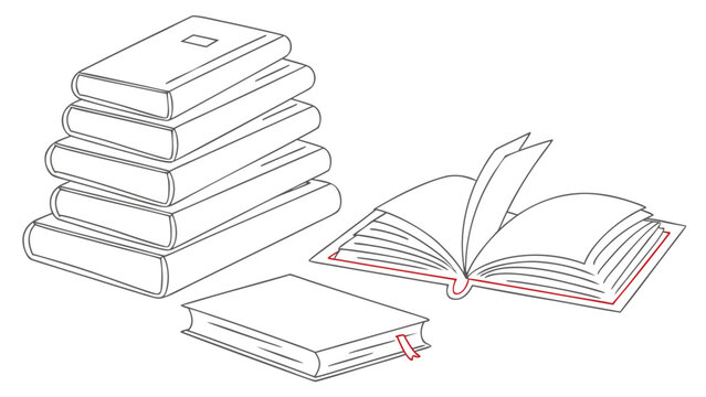 Vector illustration of a stack of books and an open book with education learning literature knowledge