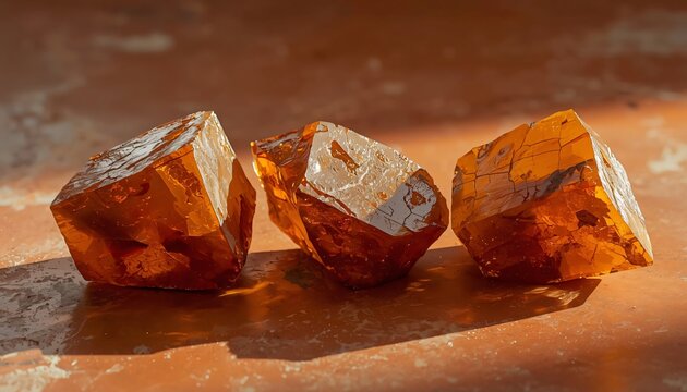 Raw Golden Brown Guggul Resin Chunks on Handmade Clay Tile