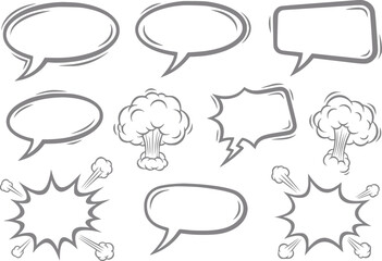 Collection of comic book speech bubbles and explosion © HasnaHena55