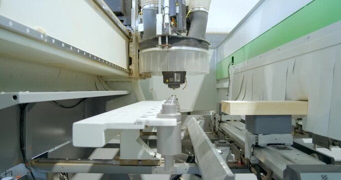 Closeup inside a CNC milling machine at work