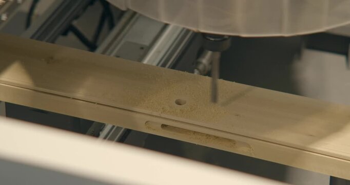 Closeup of CNC milling machine at work