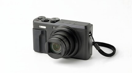 Fototapeta premium Compact travel camera isolated on clean white background for vacation photography concept