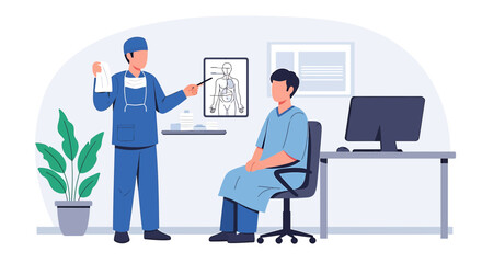Fototapeta premium Doctor Explaining Medical Chart to Patient in Clinic Office