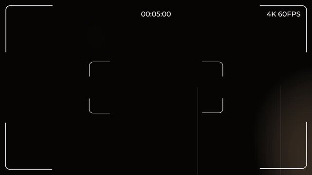 Professional 4K Camera Recording Overlay Animation with Blinking REC, Running Timecode, Cinematic Light Leak and Transparent HUD Frame