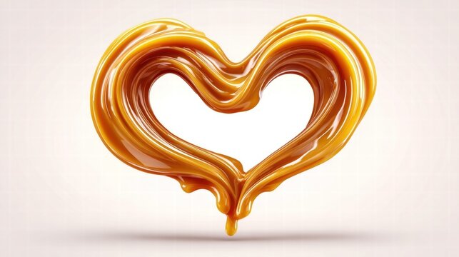 A stunning caramel heart, a perfect visual for expressing affection and sweetness.