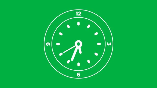 Clock Animation with Twelve Hour Time Passing on Green Screen.
Close up video of clock animation showing twelve hour time passing on green screen with detailed motion graphics in 4K