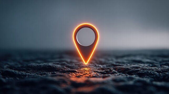 Glowing location marker on a textured surface