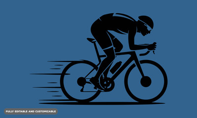 Fototapeta premium Stylized Silhouette of a Professional Cyclist in Motion on a Bicycle with Motion Blur Effects vectors design,fully customized and eddtibel