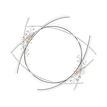 Elegant Floral Geometric Frame Design with Delicate Flowers