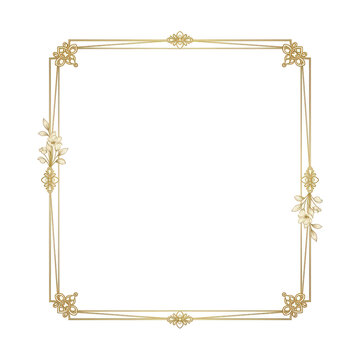 Elegant Golden Square Frame with Floral Embellishments
