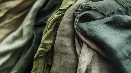 Fototapeta premium Close-up of Sustainable Fashion Fabrics in Earthy Tones