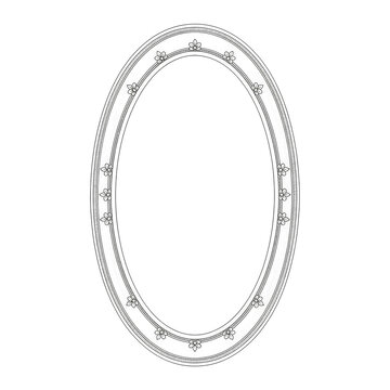 Elegant Oval Frame with Intricate Floral Details and Ornate Border Design
