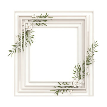 Elegant Square Frame with Delicate Floral and Leaf Accents