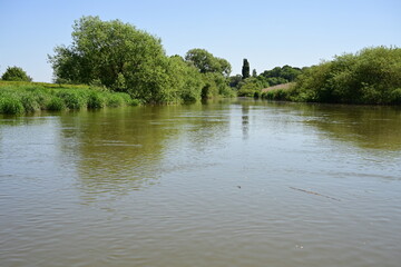 Fototapeta premium The River Arun at Amberley during they heat wave of May 2026 in the UK.