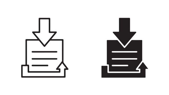 Black and white file transfer icons with up and down arrows for business technology concepts