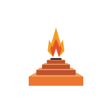 Hindu temple vector sacred fire altar with stepped orange base