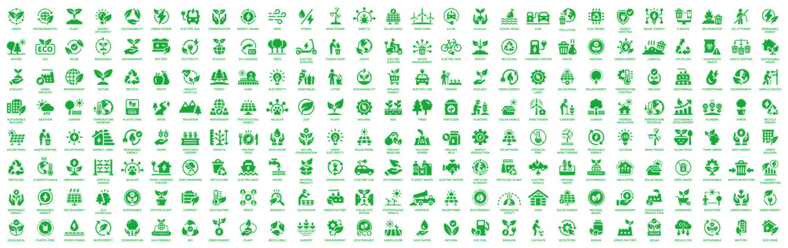 Mega Collection of Ecology, Sustainability, and Green Energy Vector Icons
