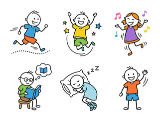 Fototapeta premium Children engaging in various leisure activities at school or home indoors