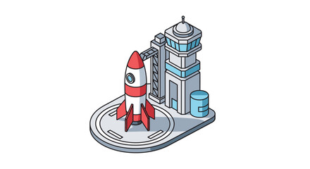 Naklejka premium Isometric illustration of a rocket ship.