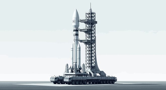 A large rocket on a transport vehicle.