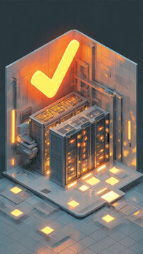 Secure cloud server room and digital infrastructure illustration