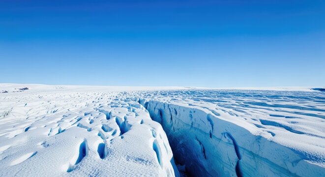 Ein strahlend blauer Himmel w&ouml;lbt sich &uuml;ber einer majest&auml;tischen Gletscherlandschaft mit glitzerndem Eis und tiefblauen Gletscherspalten, blue, background, wilderness