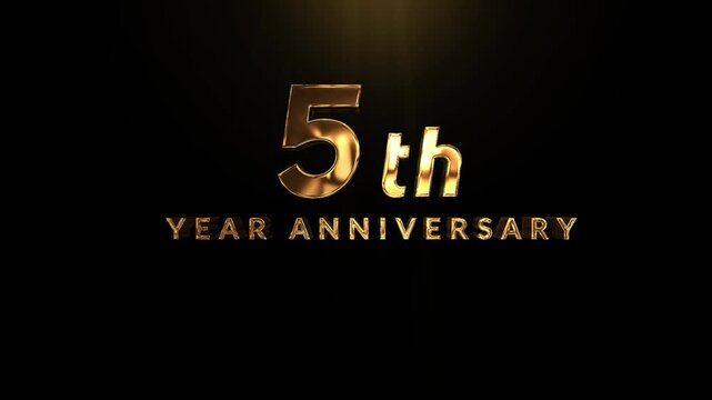 5th year anniversary Luxury Golden text animation 