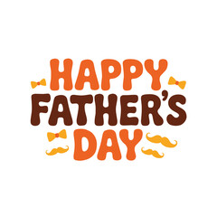 Naklejka premium Happy Fathers Day Card Festive Design with Bow Tie and Mustache
