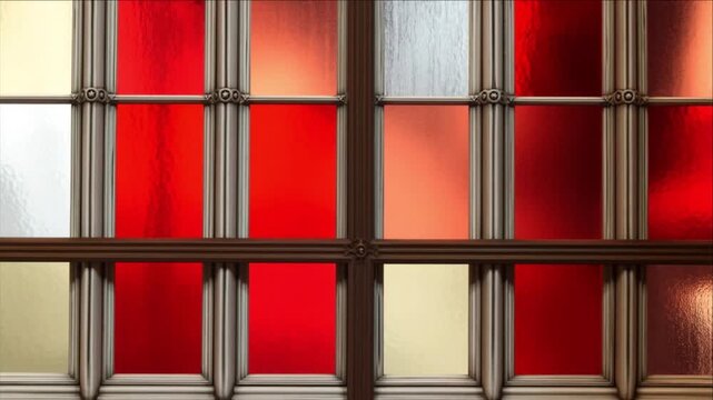 煤で汚れたアンティークのステンドグラスが洗浄により美しい光を透過する様子