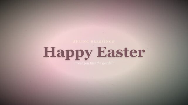 Happy Easter elegant greeting text on soft pastel background