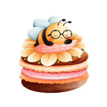 Bee cartoon Watercolor Cute Bee PNG illustration 
