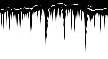 Black liquid drips down on white background creating abstract pattern © Asim