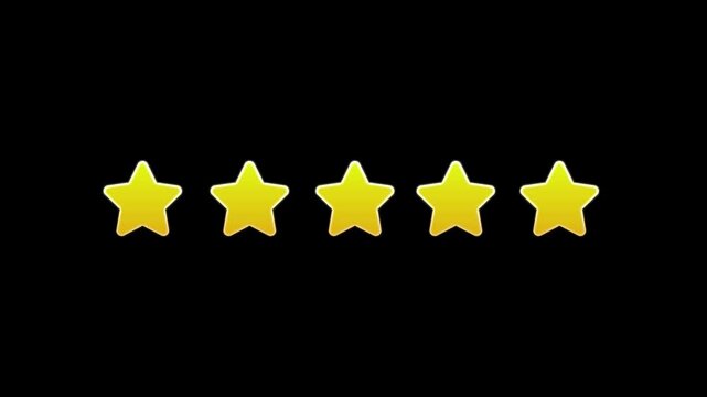 Review Star animation Customer feedback 5 star rating Motion Graphics on black background