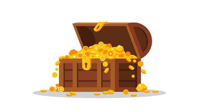 Treasure Chest Overflowing with Gold Coins Symbolizing Wealth and Riches