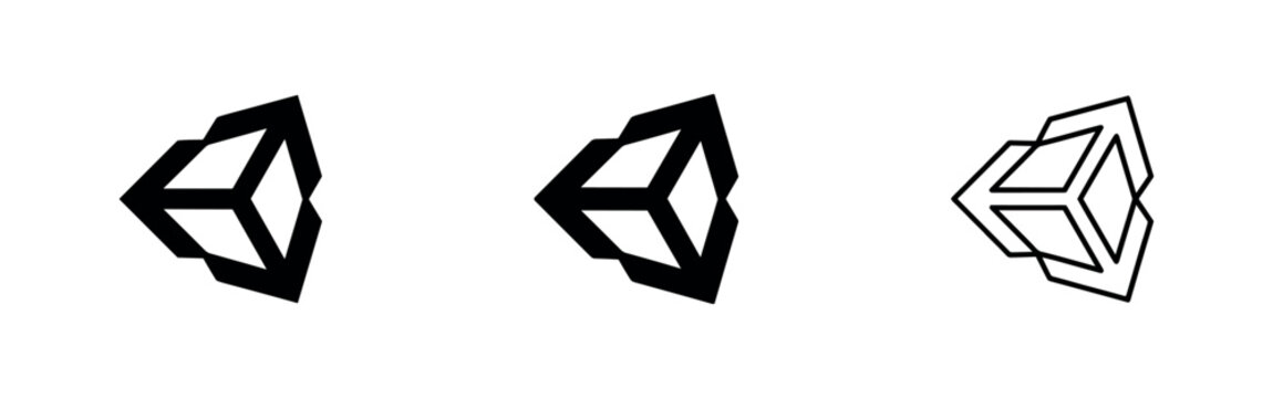 Unity 3D game engine logo icon, abstract polygon symbol