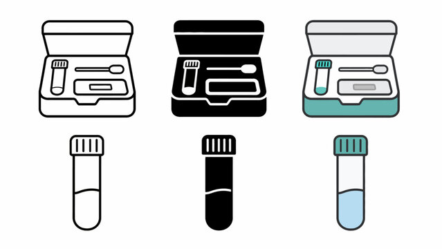 Home dna test kit icons and test tube variations in five styles