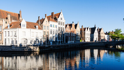 Fototapeta premium Gabled Roofs of Canal-side Buildings in Bruges
