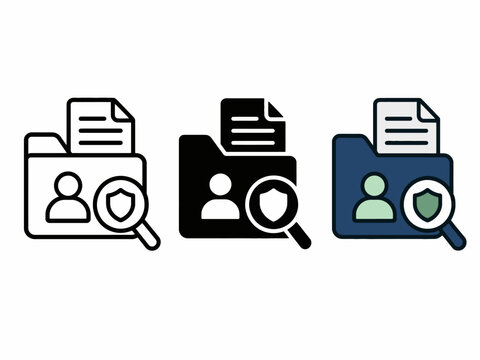 Icon set illustrating data protection and privacy concepts with user and shield design