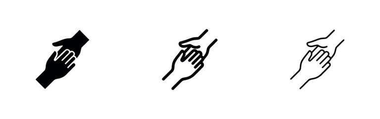 Helping hands and support icon set, symbolizing care, assistance, and community. © liubomir118809