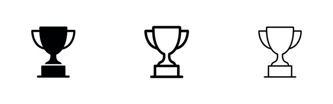Classic trophy cup icon set for victory, championship, and achievement awards.