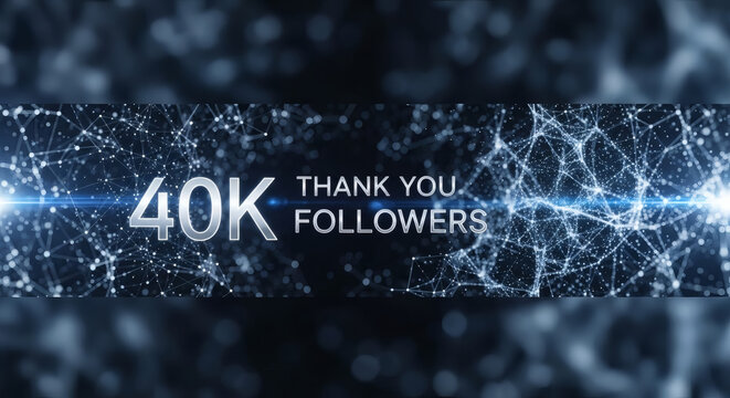 40K Thank You Followers Social Media Milestone Banner With Futuristic Network Design