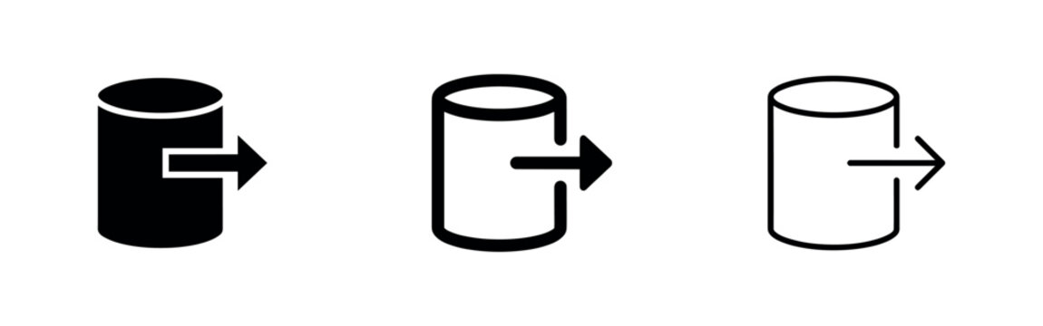 Database Entry/Exit Icon Set: Cylinder with Arrow