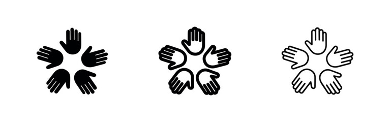 Obraz premium Hands in circle icon. Black and white versions.